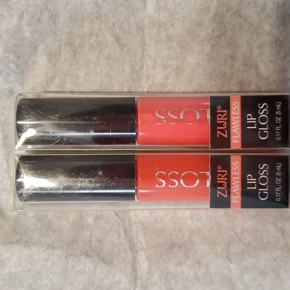 ZURI Flawless Lip Gloss-Hottest Pink & Orangey Red-Sealed & Boxed-0.17 fl oz-5mL